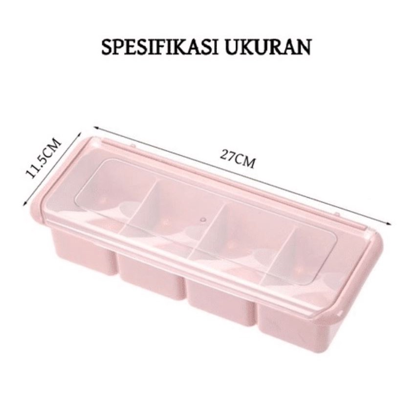 KeiKei Wadah Kotak Tempat Bumbu Dapur Set 4 sekat 4 in 1