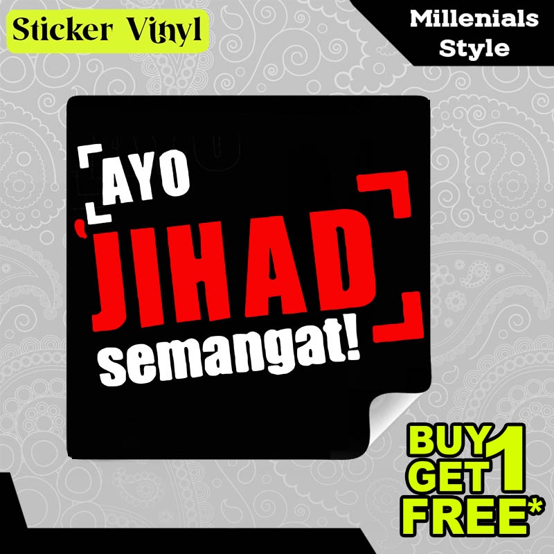 

Stiker Sticker Ayo Jihad Semangat Gambar Unik Desain Keren dan Kekinian Aesthetic Bahan Vinyl Satuan Anti Air