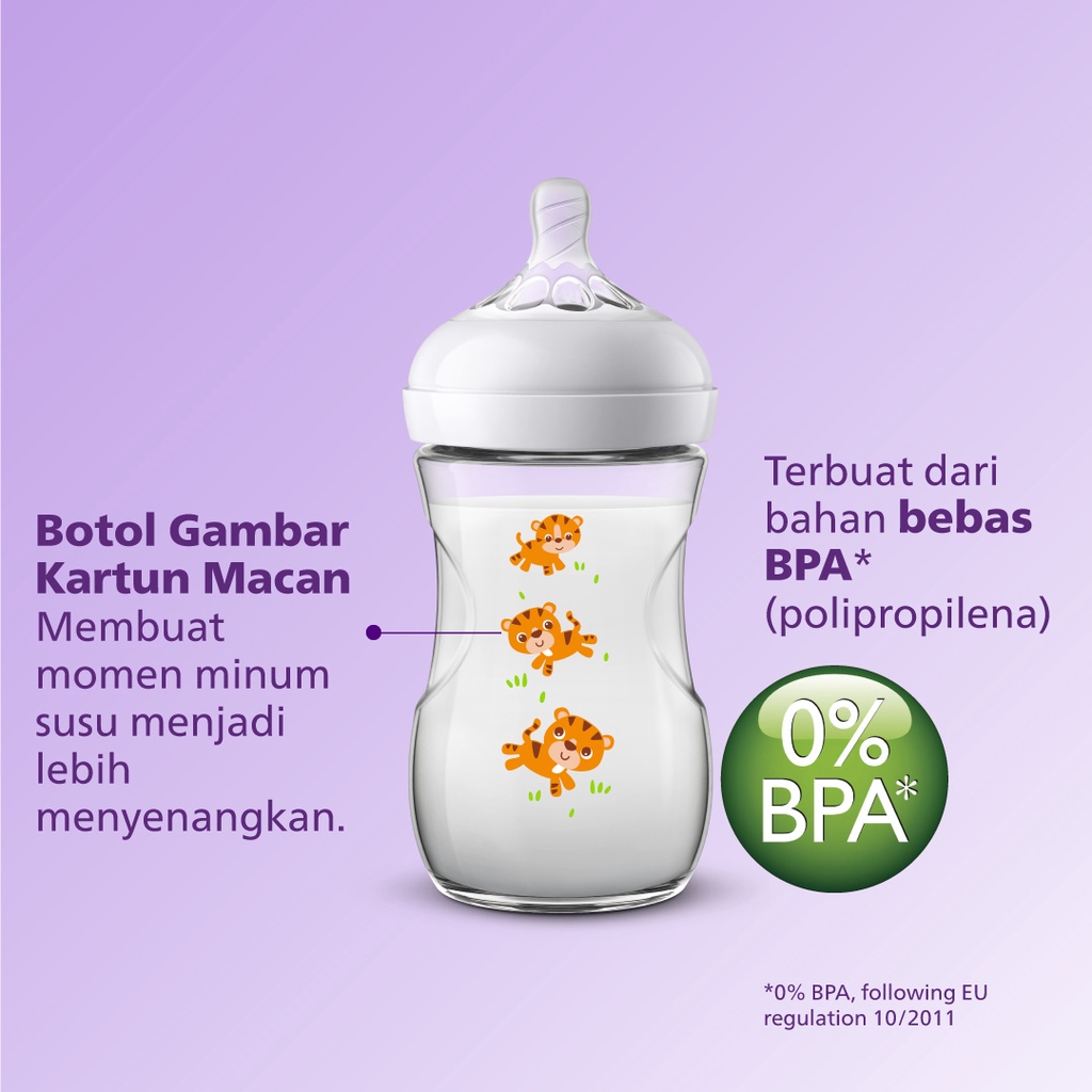 Philips Avent Botol Susu Natural 125 ml 260 ml isi 1 Polos / Motif