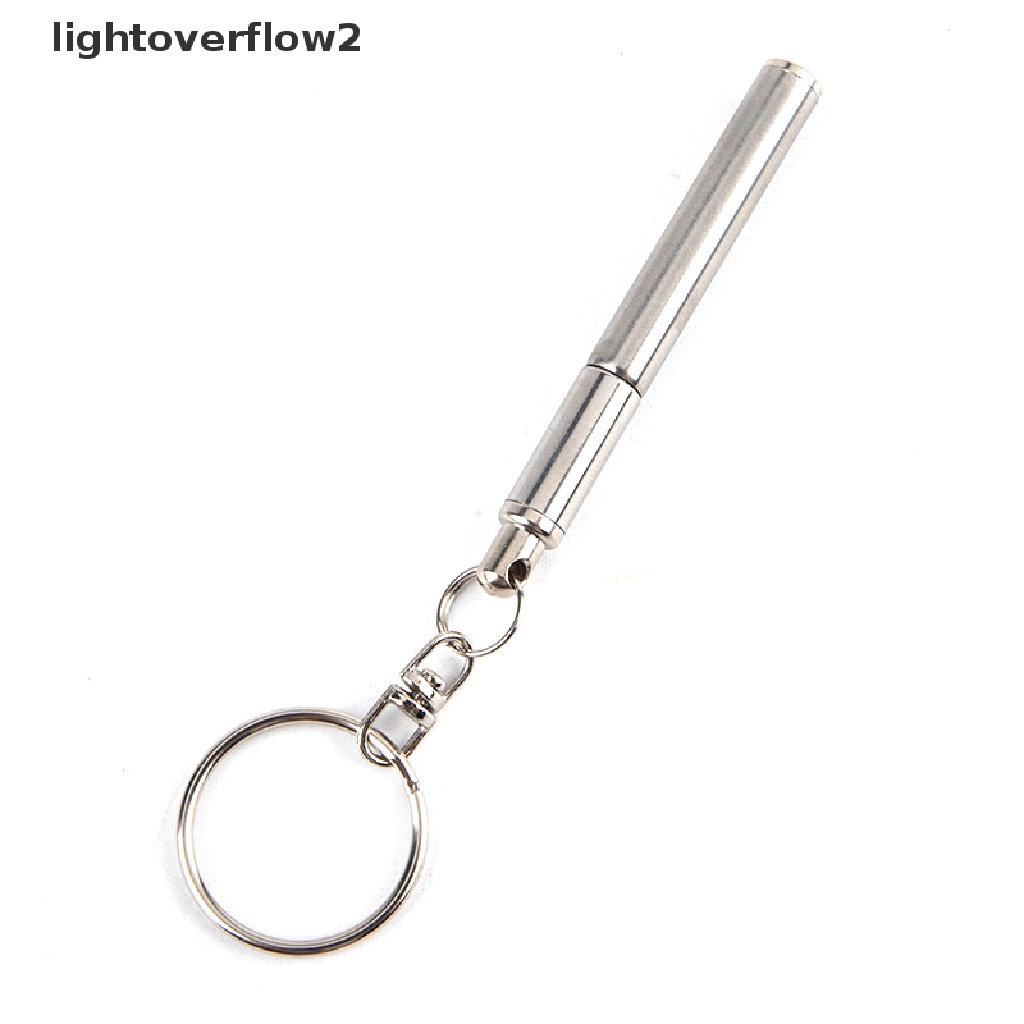 (lightoverflow2) Gantungan Kunci Pena Teleskopik Portable Bahan Stainless Steel