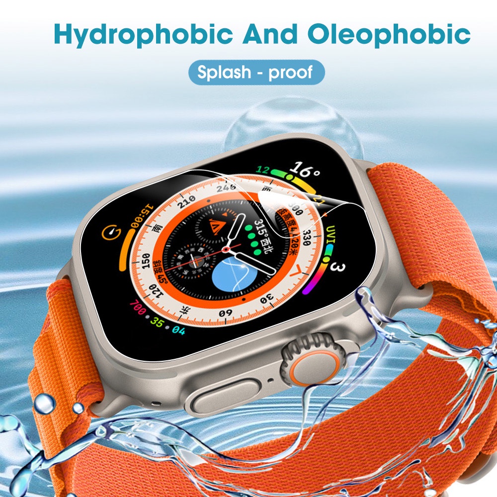 1pc Film Hydrogel Pelindung Layar Anti Gores Bahan TPU Untuk Apple Watch Ultra