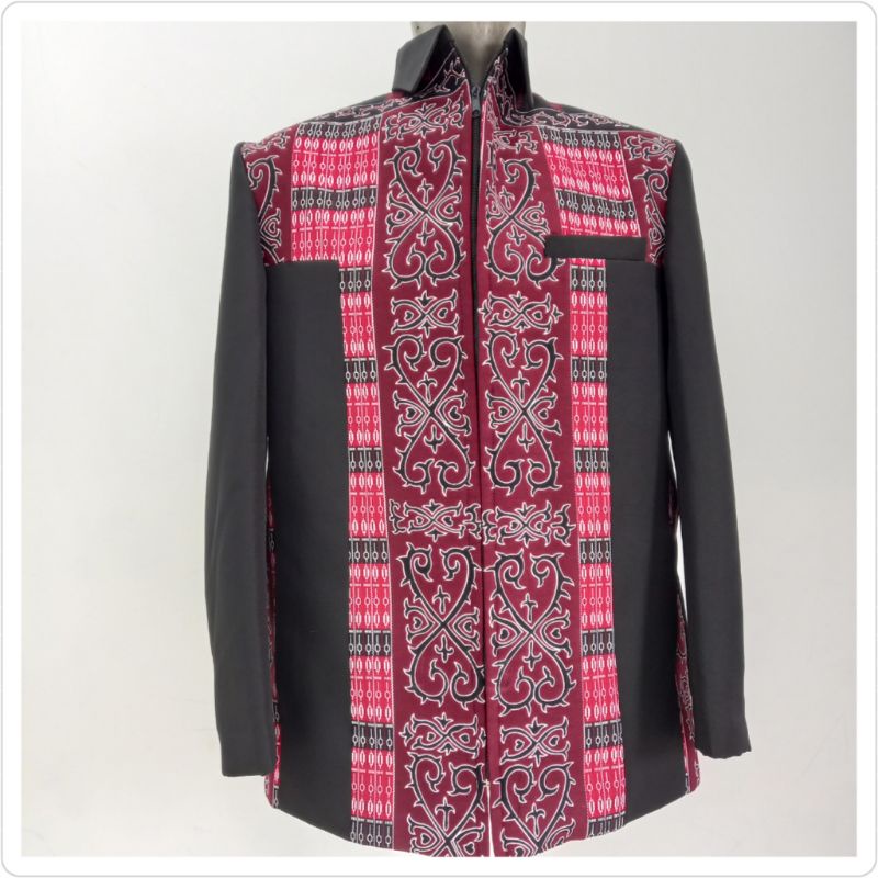 Jas jaket ulos Sumatera / Jas jaket formal ulos/ Jas jaket ulos tenun kombinasi hitam