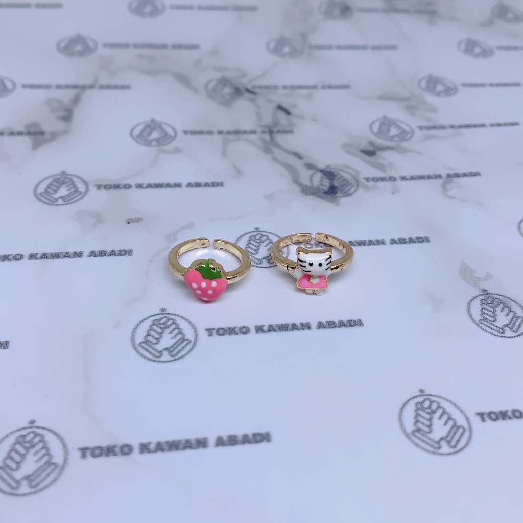 2Pcs Cincin Anak Perempuan Xuping Gold Motif Karakter Kartun Lucu *05