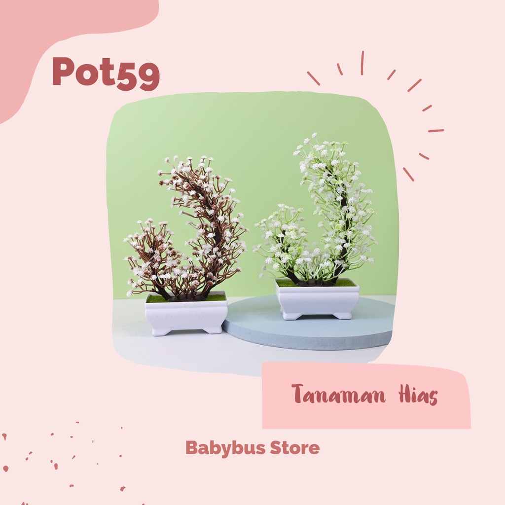 BBS Pot59 tanaman hias Pohon Bonsai Mini Bunga Artificial Plastik Dekorasi Rumah import Murah