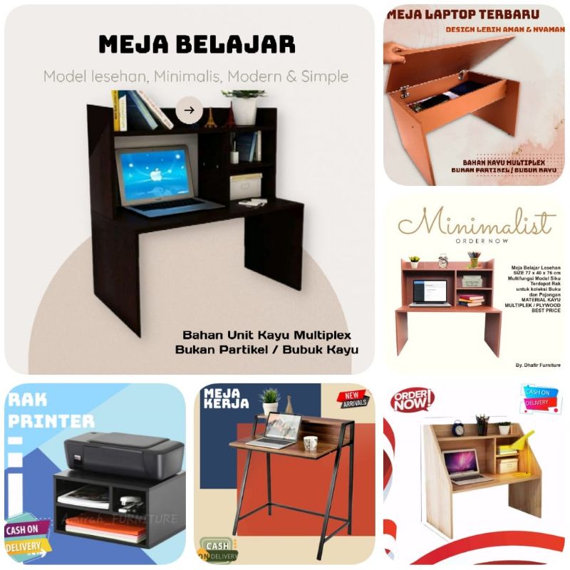 Meja Belajar & Rak Printer Costum Ukuran