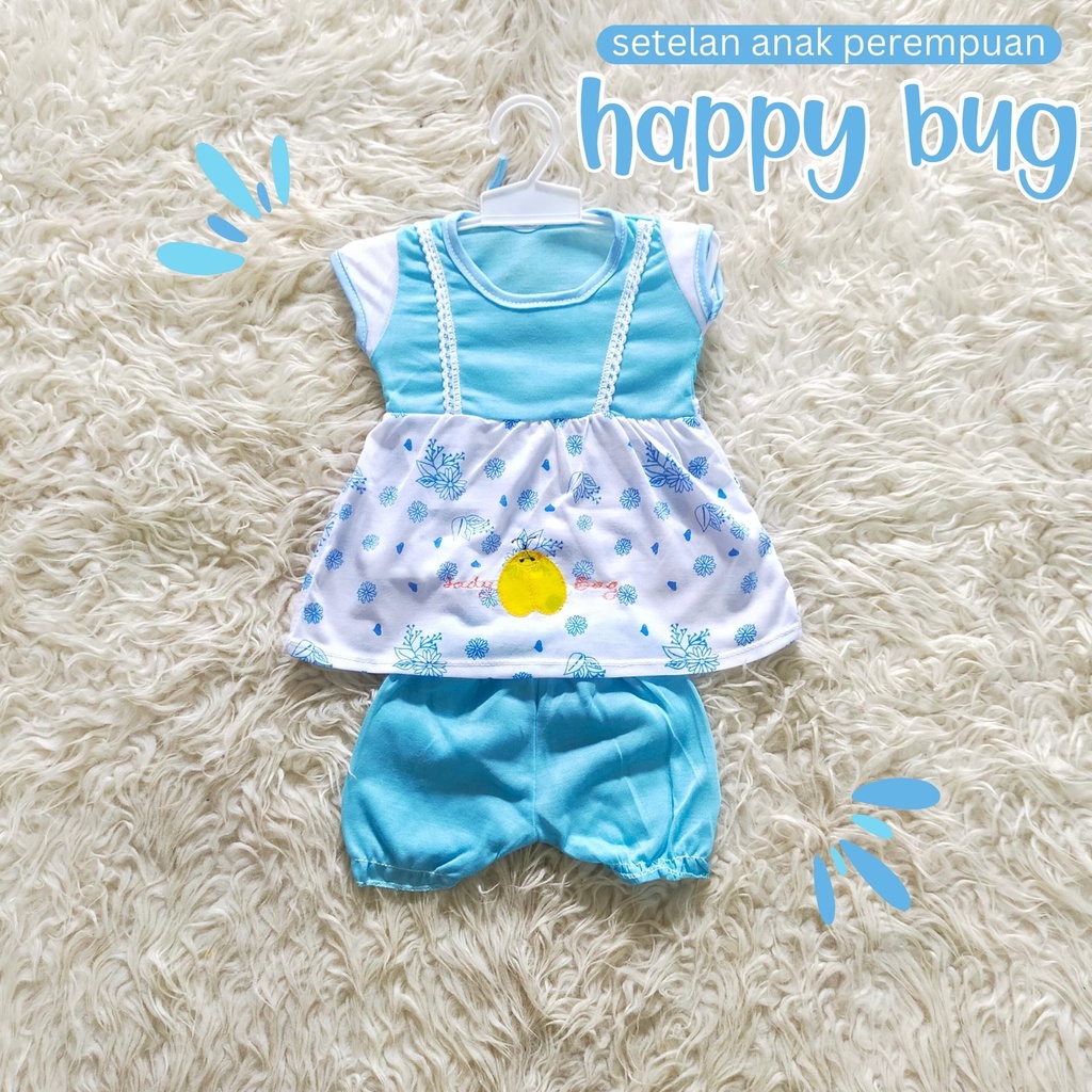 Dress Anak Bayi Perempuan Karakter Happy Bug / Dress Anak Perempuan / Dress Bayi / Baju anak Perempuan / Baju Bayi Perempuan / Daster Bayi perempuan