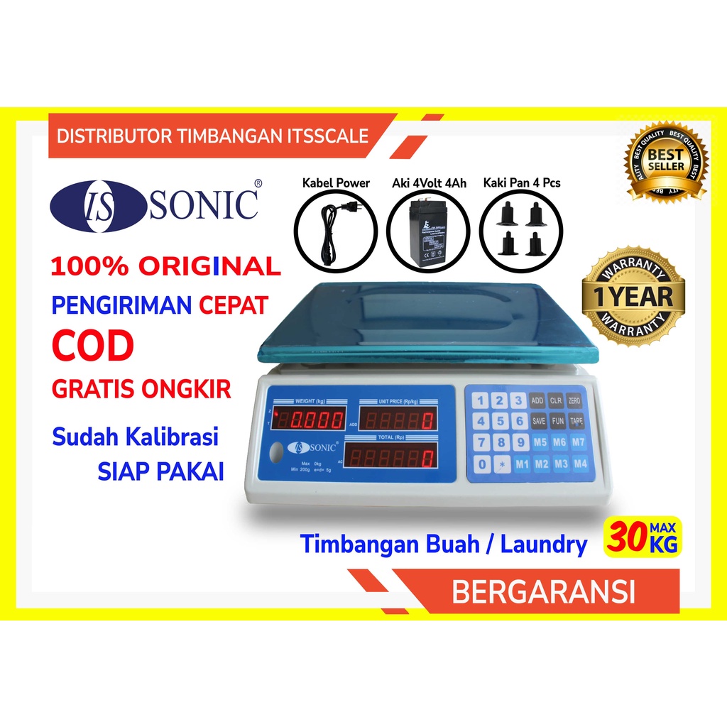 Timbangan Buah / Timbangan Laundry / Timbangan Telur Sonic ACS-A 30Kg