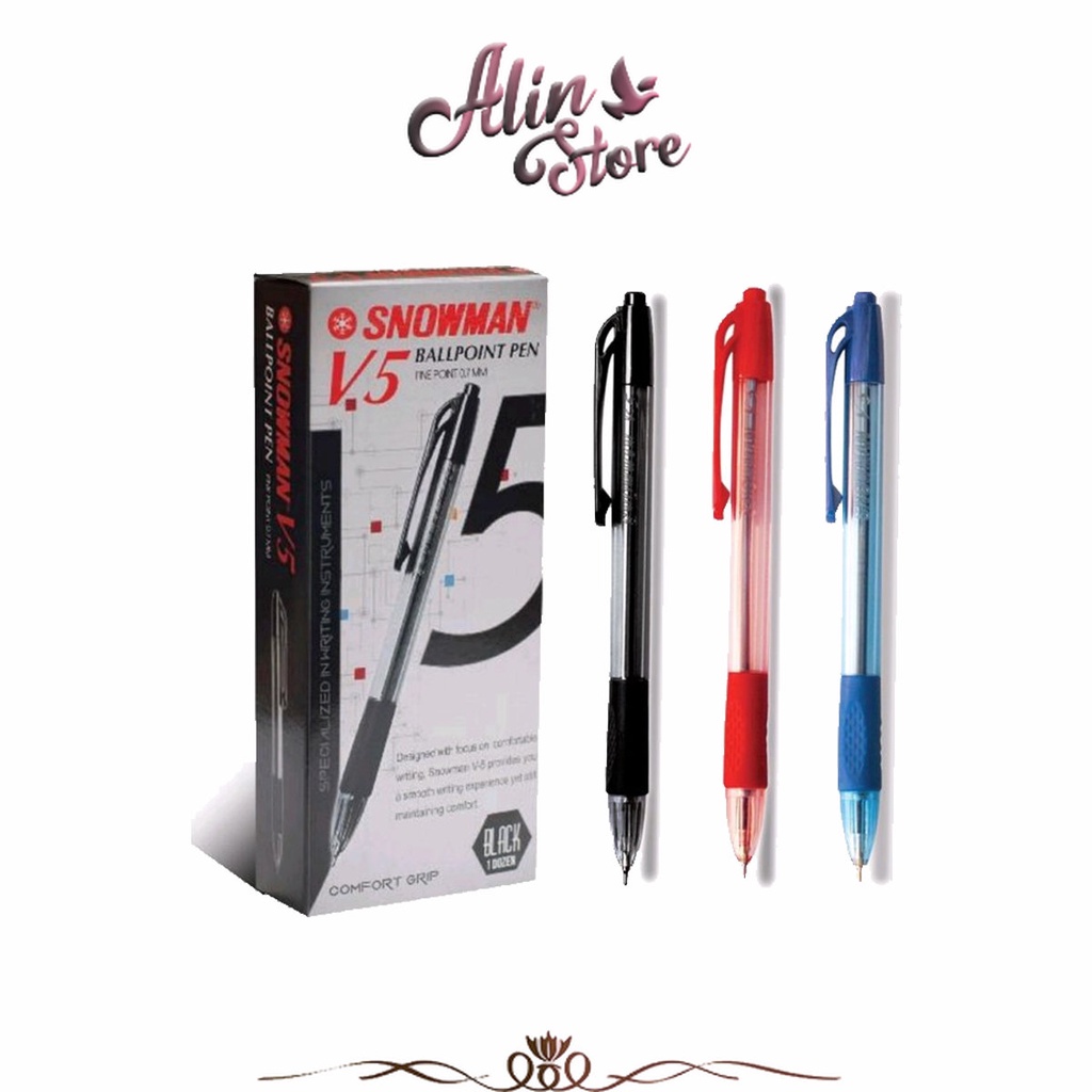 

Pulpen V-5 Hitam, Biru, Merah Snowman