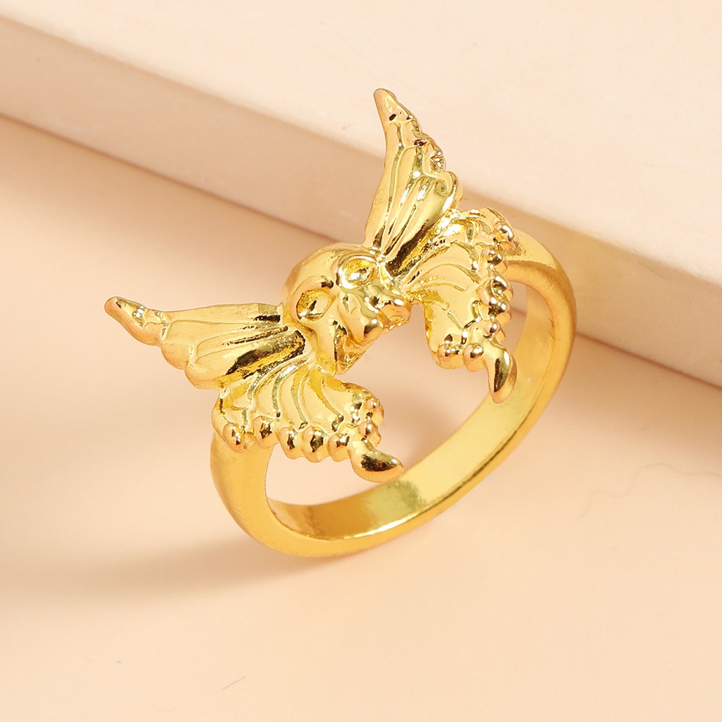 Cincin Jari Telunjuk Desain Tengkorak butterfly Gaya punk retro Eropa Amerika Untuk Pria Dan Wanita
