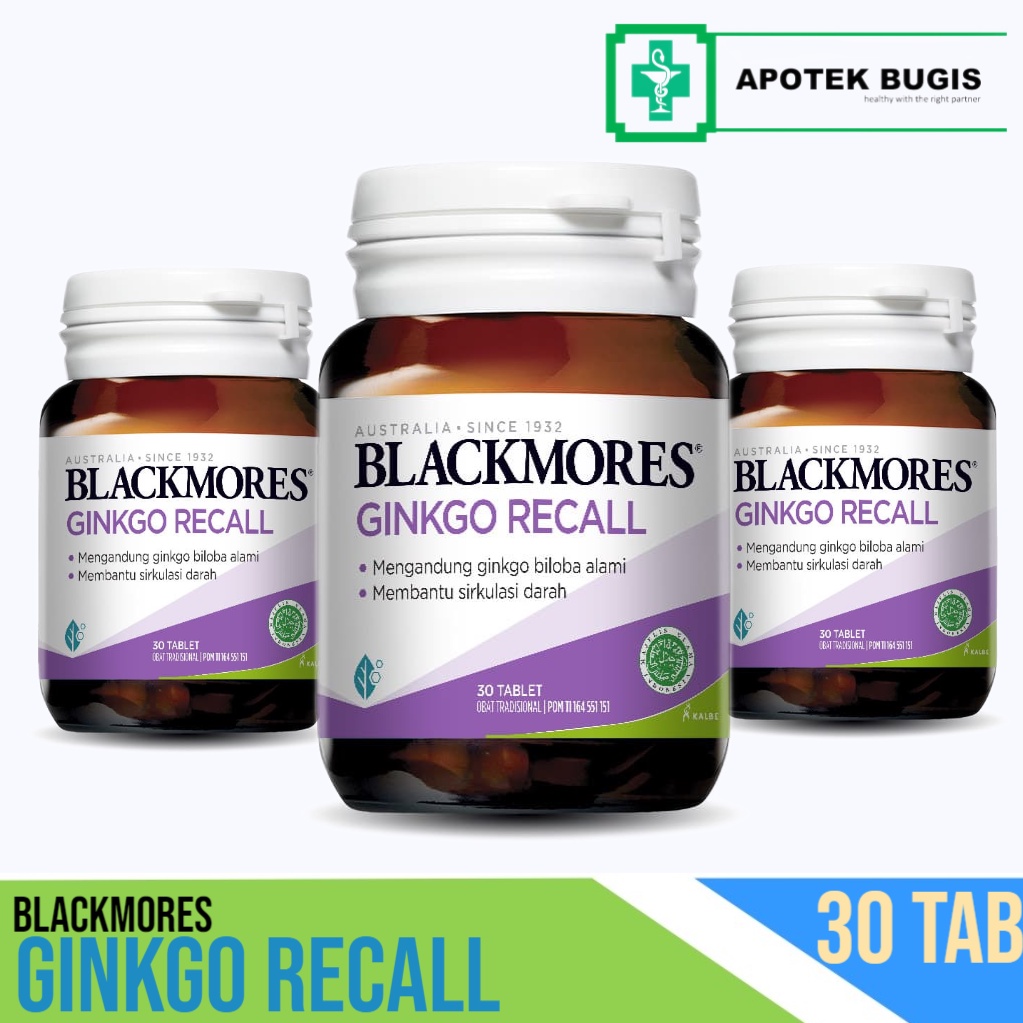 BLACKMORES GINKGO RECALL BPOM KALBE 30 TAB  Suplemen Peningkat Daya Ingat, Konsentrasi Suplemen kesehatan