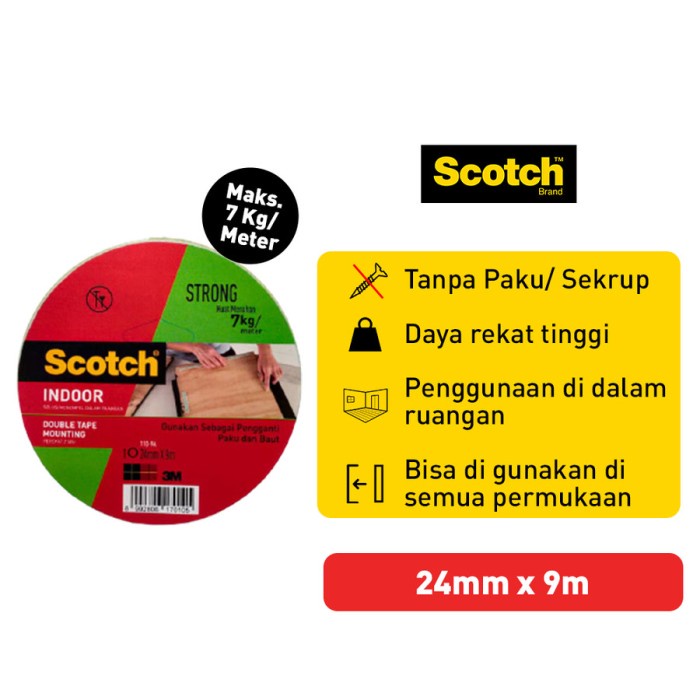 

Double Tape 3M Scotch Double Tape Mounting 110-9A 24Mm X 9M