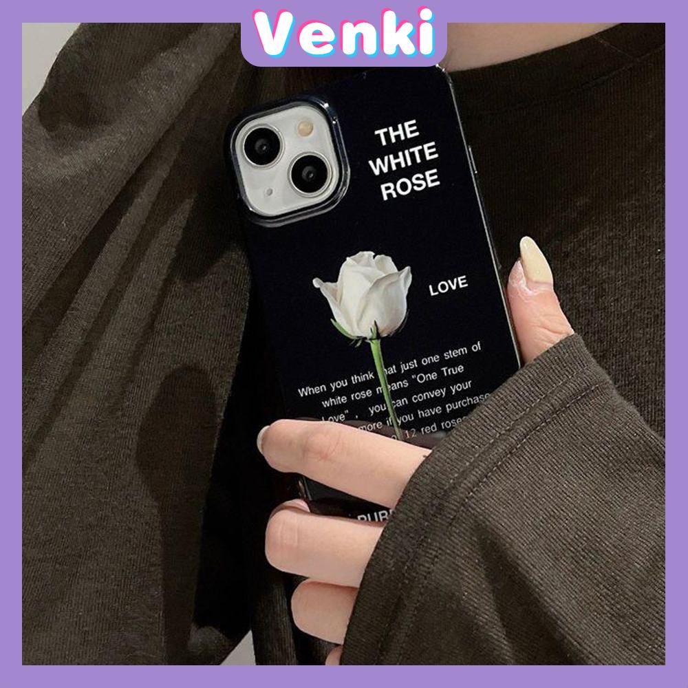 Case For iPhone 14 Series TPU Soft Case White Rose Glossy Black Candy Case Camera Protection Shockproof For iPhone 14 13 12 11 Plus Pro Max 7 Plus X XR