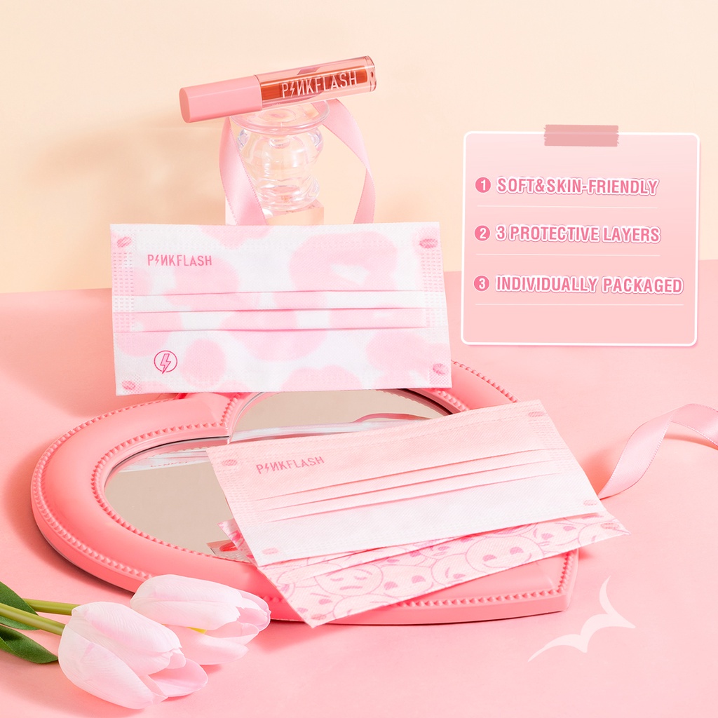 PINKFLASH More&amp;More Protective Face Masker Breathable Facial Cover 3 Layer with Adjustable Ear-Loops