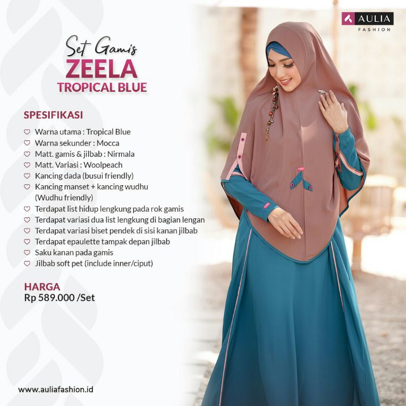 GAMIS AULIA FASHION TERBARU ZEELA TROPICAL BLUE BIRU TOSCA JUMBO BUSUI SERAGAMAN