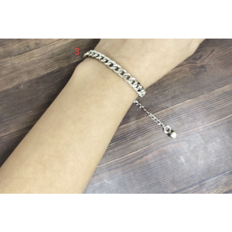 Fifi Fashion Gelang Silver Simple Model Perhiasan Lapis Emas Putih 18k GS0013