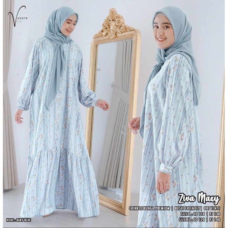 NEW Gamis busui crincle bunga premium / Ziva Maxy Dress by Ori Vente