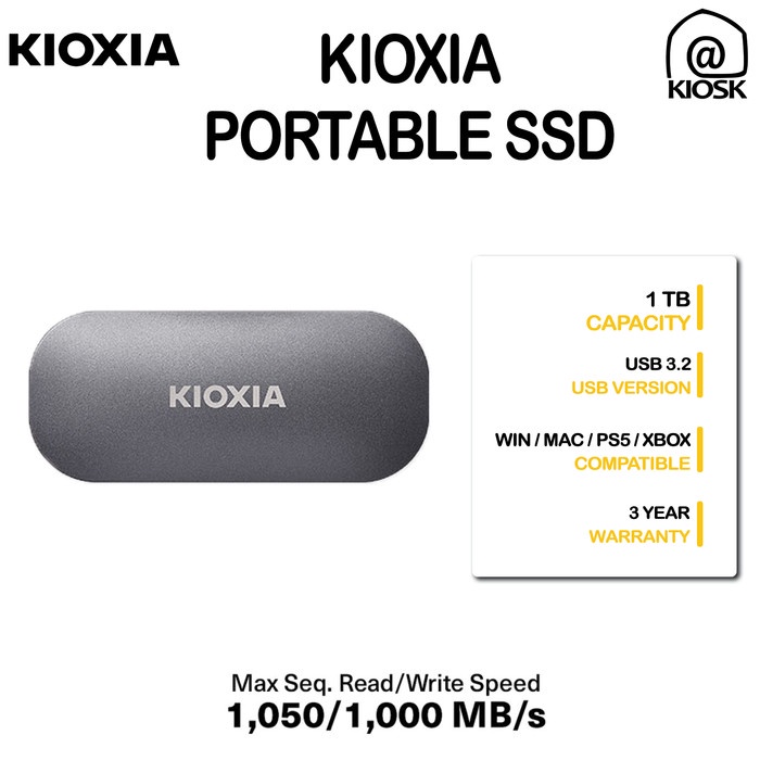 KIOXIA Portable SSD Exceria Plus / 1TB / USB 3.2 / 3 Tahun Garansi