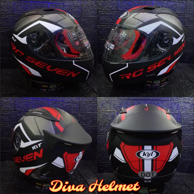HELM KYT RC7 #18 BLACK MATT RED SNI DOT TERMURAH