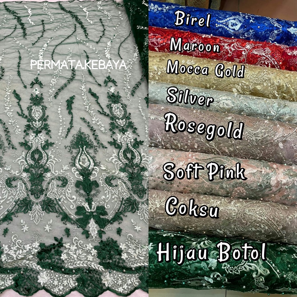 Bakal kain Brokat tile payet Brukat tile payet squen bahan kebaya mewah bahan gaun pengantin brokat 