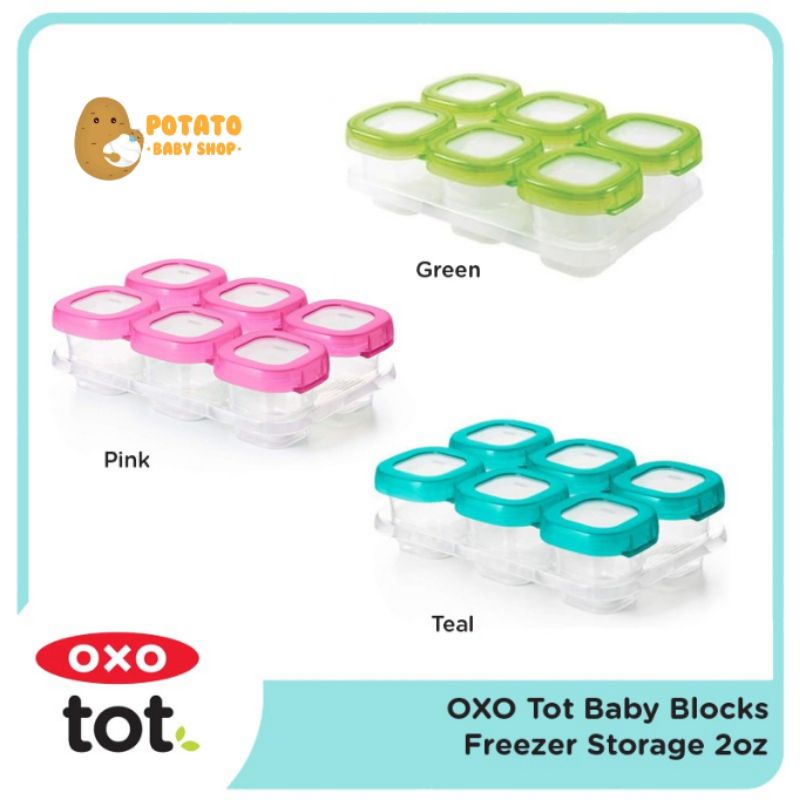 OXO Tot Glass Baby Blocks Freezer Storage Containers 4oz-120ml &amp; 2oz-60ml