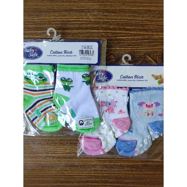 Baby Safe kaos kaki bayi babysafe sock baby 2 set ukuran 11-12cm