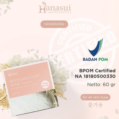 Hanasui Rice Soap Sabun Beras Hanasui Pencerah Kulit Wajah Dan Badan Pembersih Jerawat Komedo Dan Beruntusan Ori BPOM 2