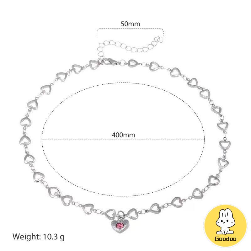 Desain Kalung Cinta Berlian Merah Muda Temperamen Rantai Klavikula -Doo