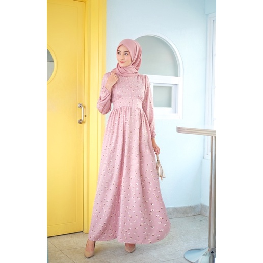 Ounadoutfit Shakila dress wanita premium / dress motif bunga / homedress wanita premium / gamis muslim wanita