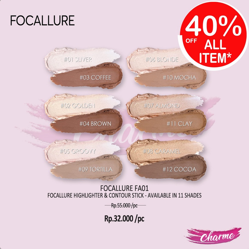 (READY &amp; ORI) FOCALLURE Highlighter and Contour Stick Stik FA01 FA 01 highlight