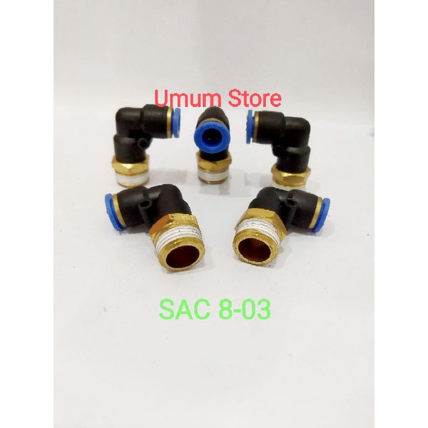 fitting selang Pneumatic elbow 8-03/elbow selang pneumatic