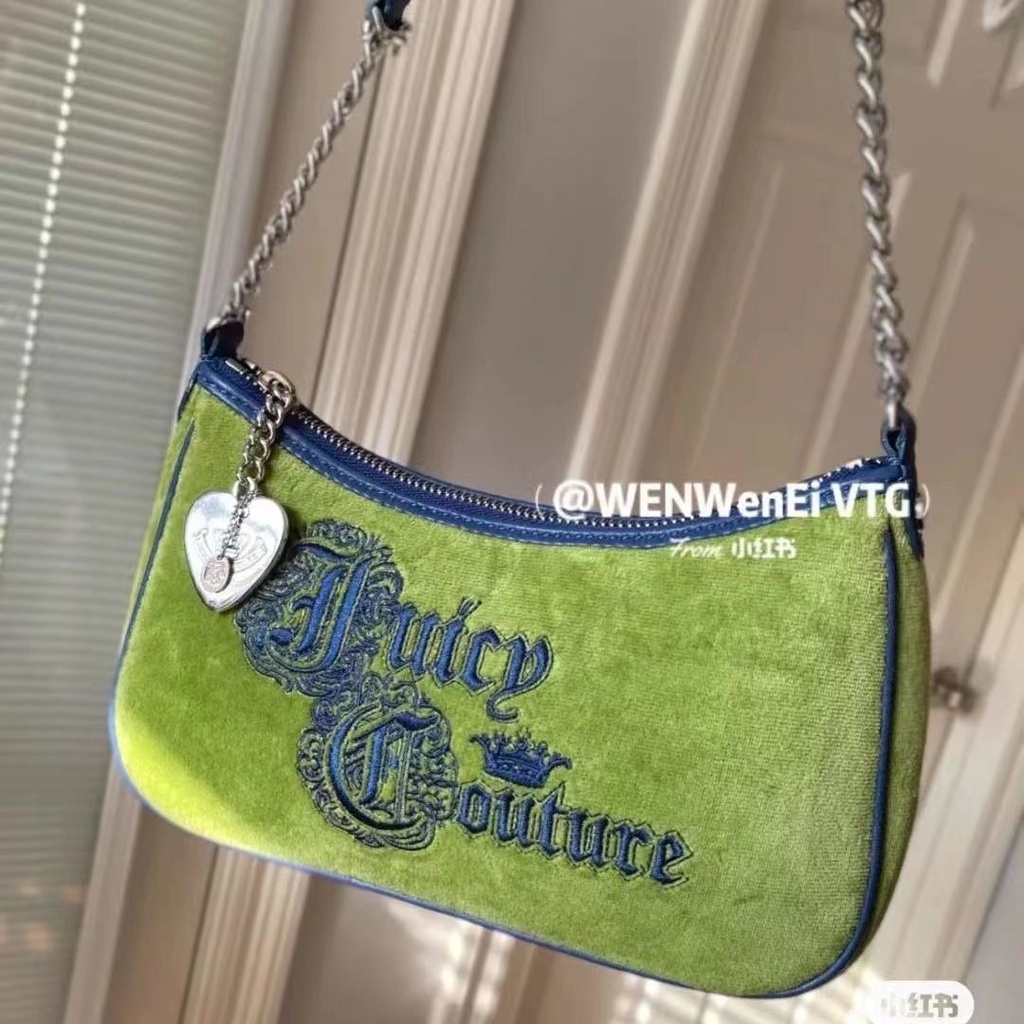 Suhao Juiy Core 2022 American retro green grass green campus hot girl baguette bag tas paruh baya