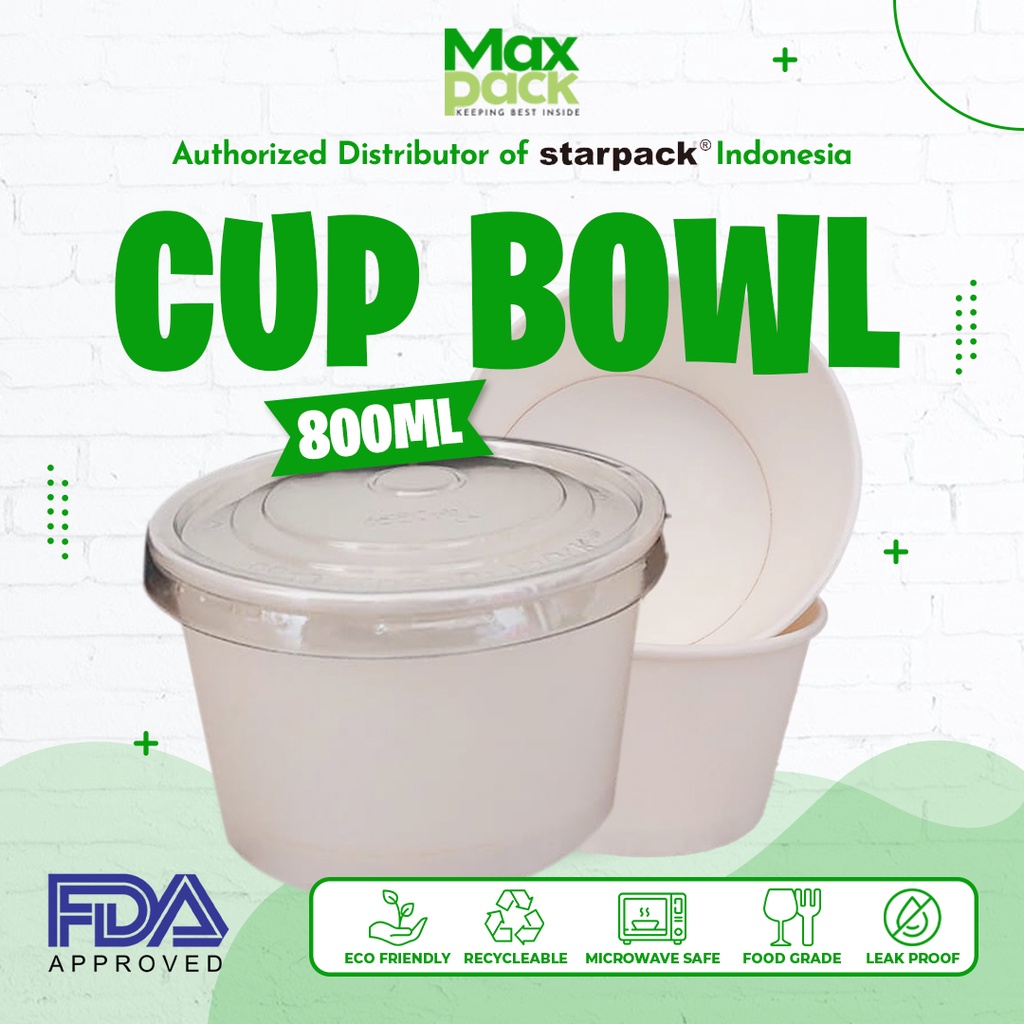 [25 PCS] Cup Bowl 800ml 27oz Starpack / Paper Bowl 800mll 27oz / Mangkuk Kertas / Soup Cup / Rice Bo