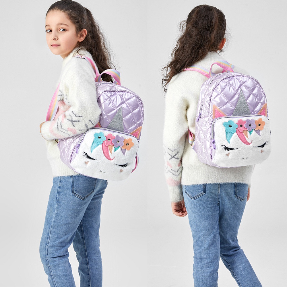 Tas ransel unicorn metalik bulu TU082 anak perempuan paud sd backpack sekolah