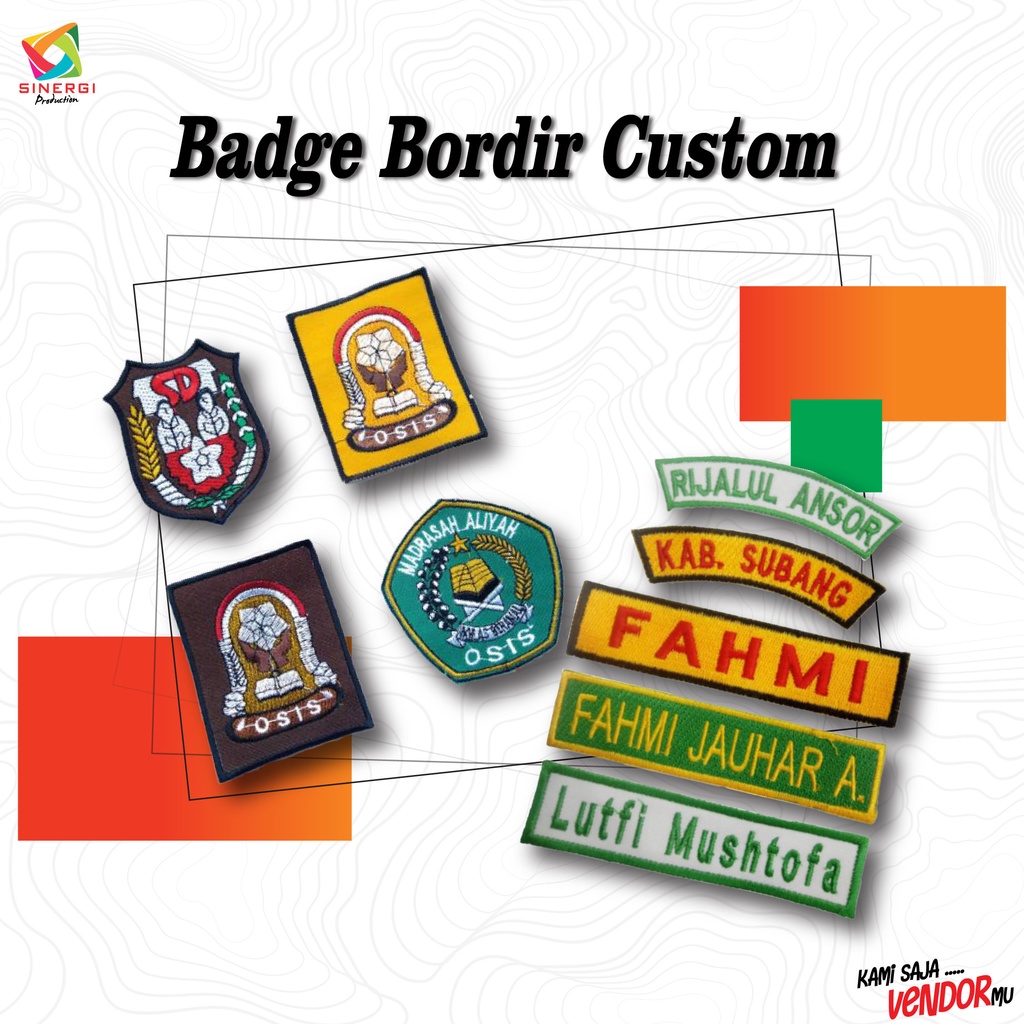 Badge bordir custom|badge pramuka|badge osis|badge nama|badge sekolah