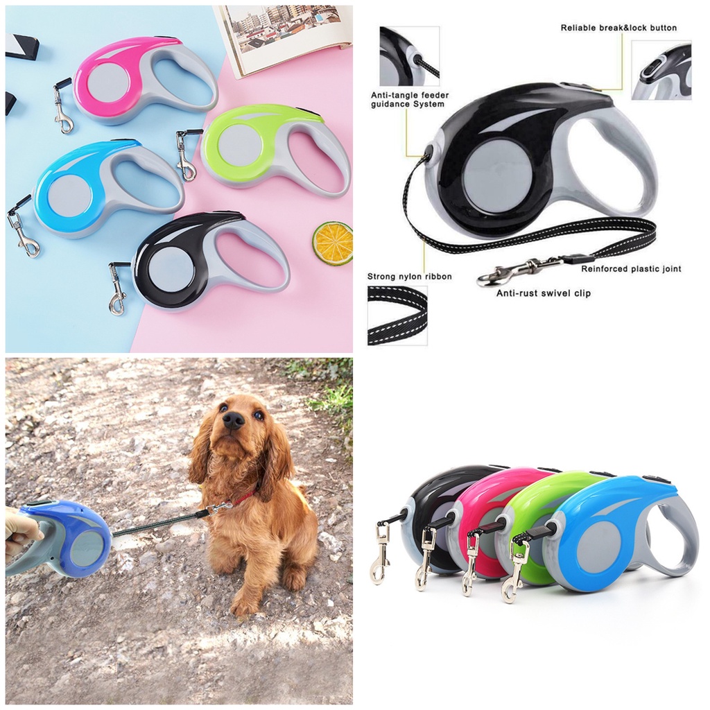 Tali Tuntun Hewan Otomatis 2 Warna / Pet Leash Retractable Dog Cat