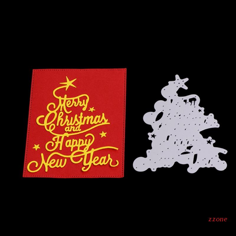 Cetakan Stensil Cutting Dies Motif Merry Christmas Bahan Metal Untuk Scrapbook / Craft DIY