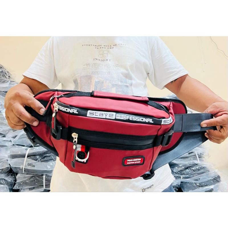 Waistbag Tas Selempang Pria WATERPROOF Original Polo Amstar 100% Real Picture Bahan Ballon Anti  Air