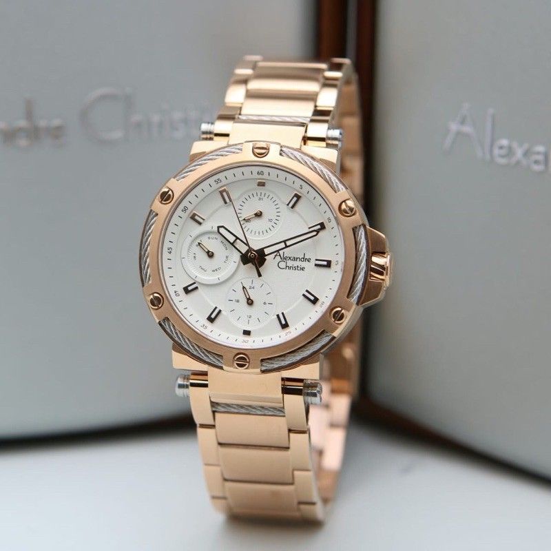 JAM TANGAN WANITA ALEXANDRE CHRISTIE AC 6561 AC6561 ROSEGOLD ORIGINAL