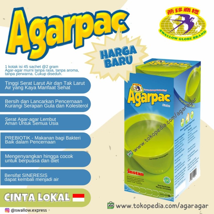 

Lukas_Lala Agarpac 45 Tepung Agar-Agar Murni Campuran Minuman Diet Sehat