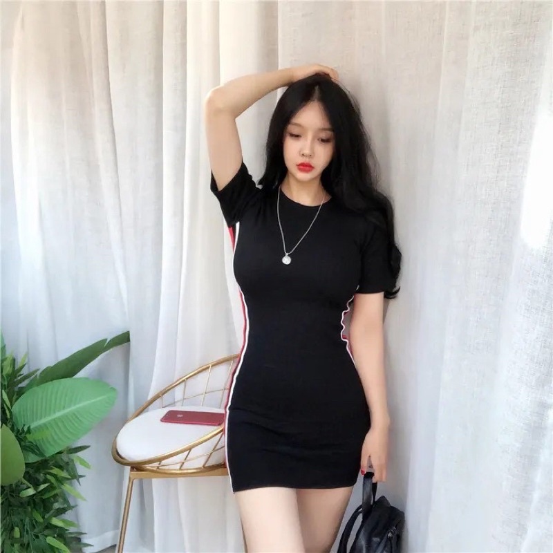 SPORT STYLE SEXY SHORT SLEEVE DRESS BODYCON