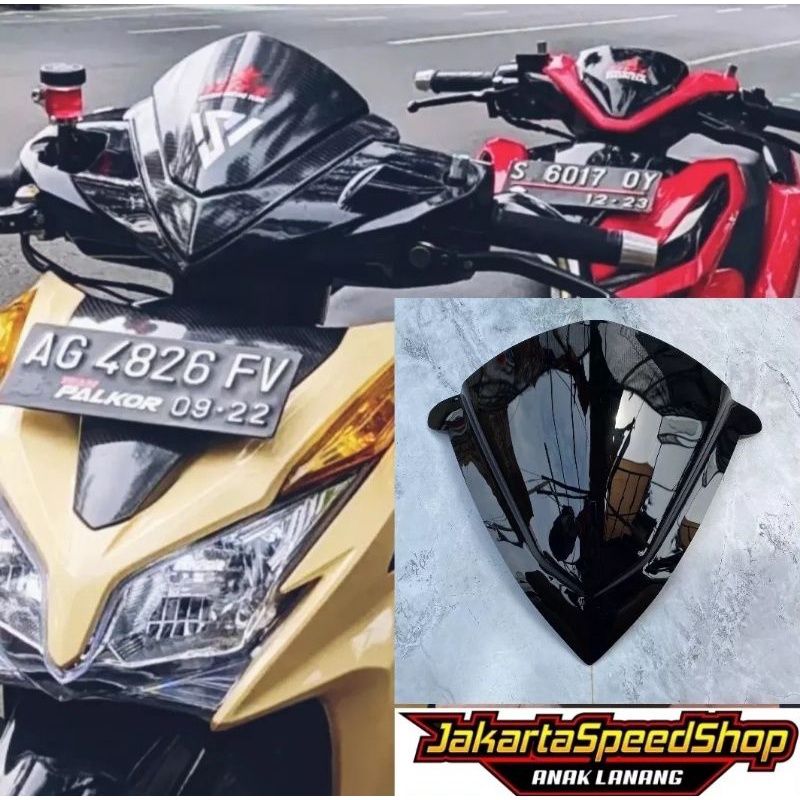 Visor winshield variasi vario 125 lama bahan akrilik hitam pekat kilap universal