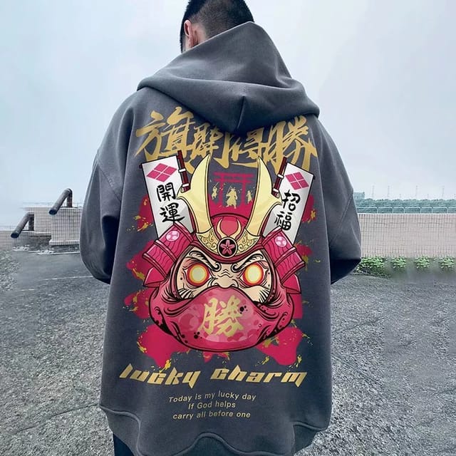 Sweater Hoodie LUCKY CHARM Jumper Pria Wanita Bahan Fleece Tebal Ukuran S M L XL XXL XXXL