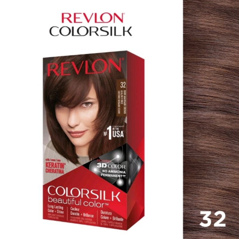 REVLON Colorsilk Hair Color Cat Rambut - 32 Dark Mahogany Brown