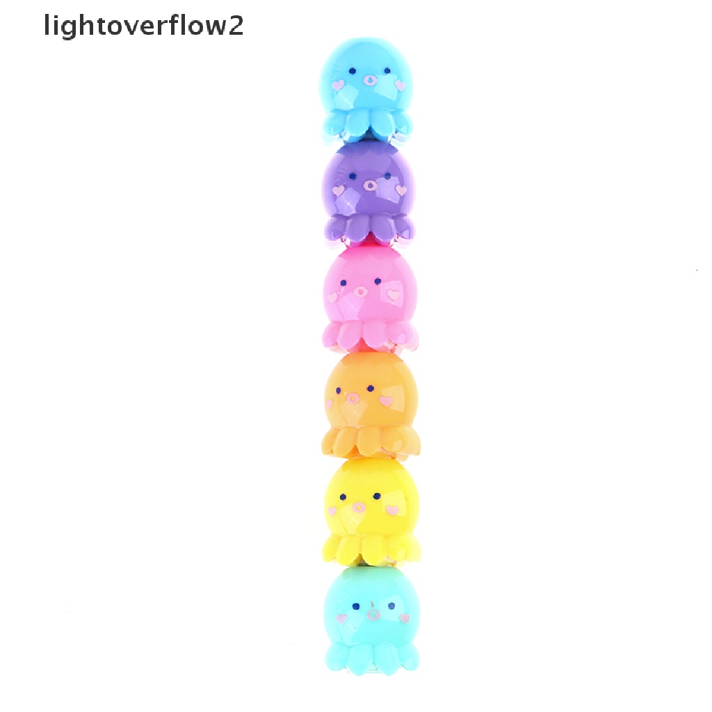 (lightoverflow2) Set Spidol Highlighter 5 Warna Bentuk Gurita (ID)