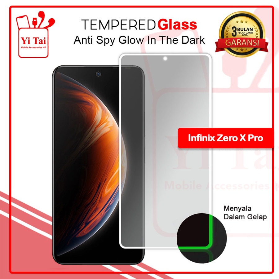 YI-TAI TEMPERED GLASS PREMIUM SPY GLOW IN THE DARK INFINIX SMART 3 PLUS INFINIX SMART 4 INFINIX SMART 5 INFINIX SMART 6 HD INFINIX SMART 6 INFINIX ZERO X PRO WHITE_CELL