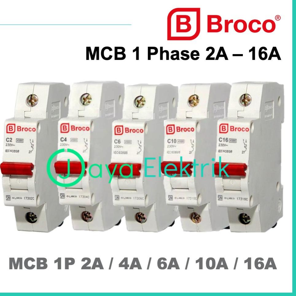 Jual MCB BROCO 1P 2A 4A 6A 10A 16A Pemutus Arus 1 Phase 2 4 6 10 16 ...