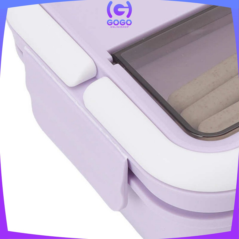 GOGO-C718 Kotak Tempat Makan Set Free Sendok Garpu dengan Pegangan Anti Tumpah / Tempat Bekal Bento Box BPA Free