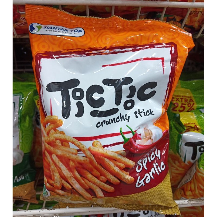 

Tic Tic crunchy stick rasa spicy bawang 70gr bawang pedas snack tictic kerupuk ciki jadul