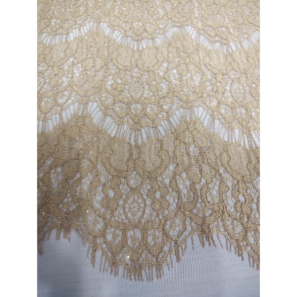 KAIN BROKAT METERAN RENDA KREM GLITTER