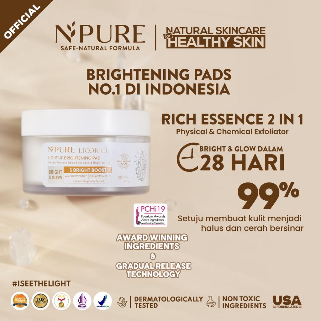 NPURE LICORICE SERIES | LIGHT UP BRIGHTENING PAD | BRING THE LIGHT CLEANSER | MILKY SPOTLIGHT TONER | POTION OF LIGHT SERUM | CREAMY LIGHT MOISTURIZER | ULTRA LIGHT COMPLETE FACE ESSENCE SHEET MASK